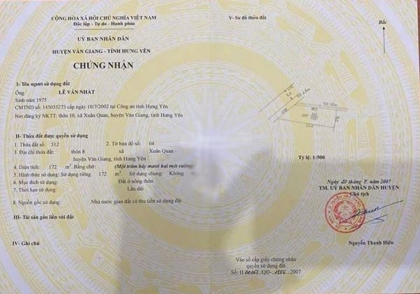 Cần bán 172m2 đất Xuân Quan, Văn Giang, Hưng Yên