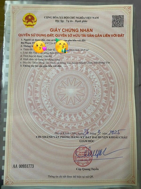 Chỉ với hơn 2tỷ sở hữu lô đất 2 ô tô tránh tại Khoái Châu, Hưng Yên