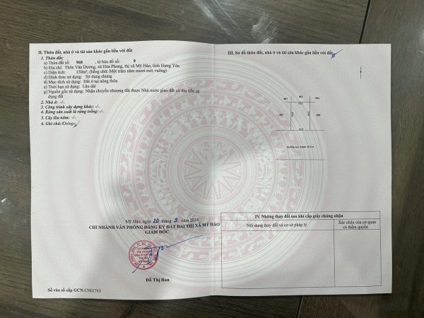 Cần bán 150m2 đấu giá Hoà Phong, Mỹ Hào, Hưng Yên